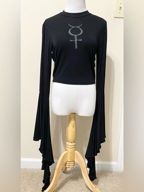 Killstar Elemental Eclipse Crop Top Long Bell Sleeves Occult Witch Goth
